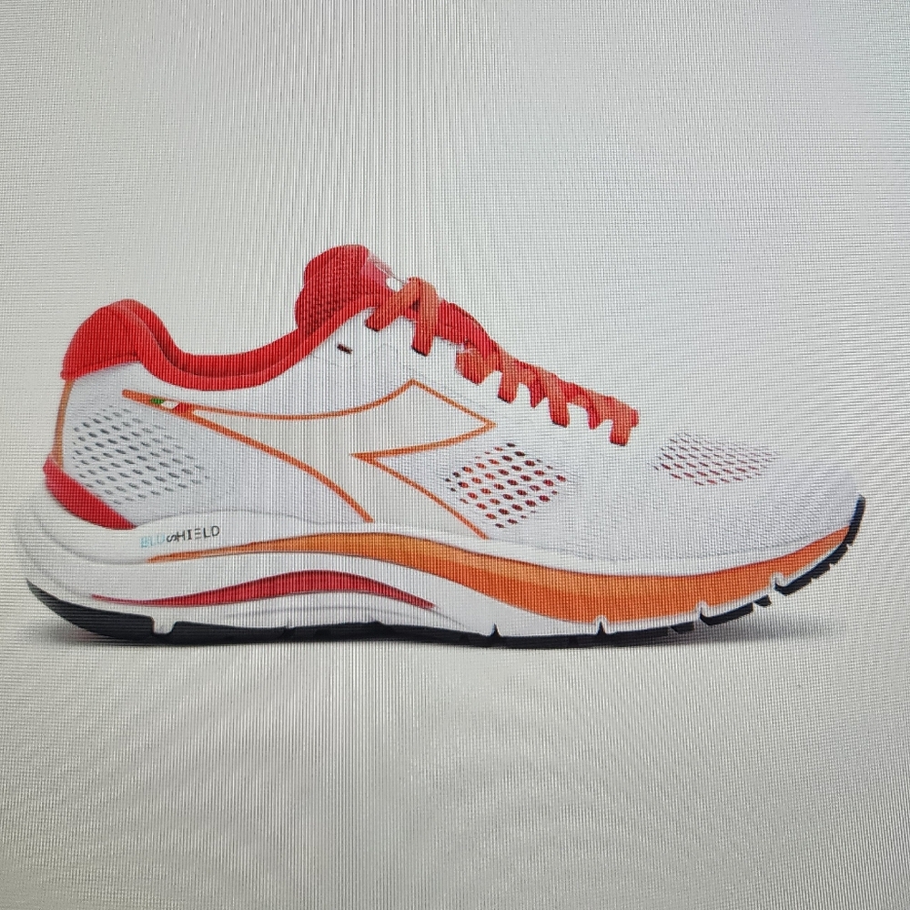 Diadora White Orange Athletic Running Sneakers